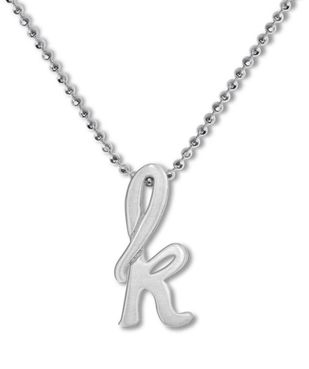 Alex Woo Sterling Silver ‘K’ Initial Pendant Necklace NY Designer Luxury Fashion